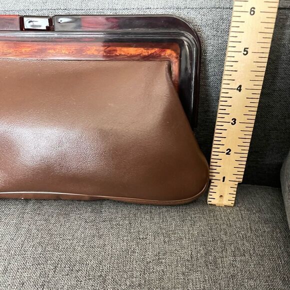 Vintage 1970’s Margolm leather brown tortoise clutch - Picture 3 of 5
